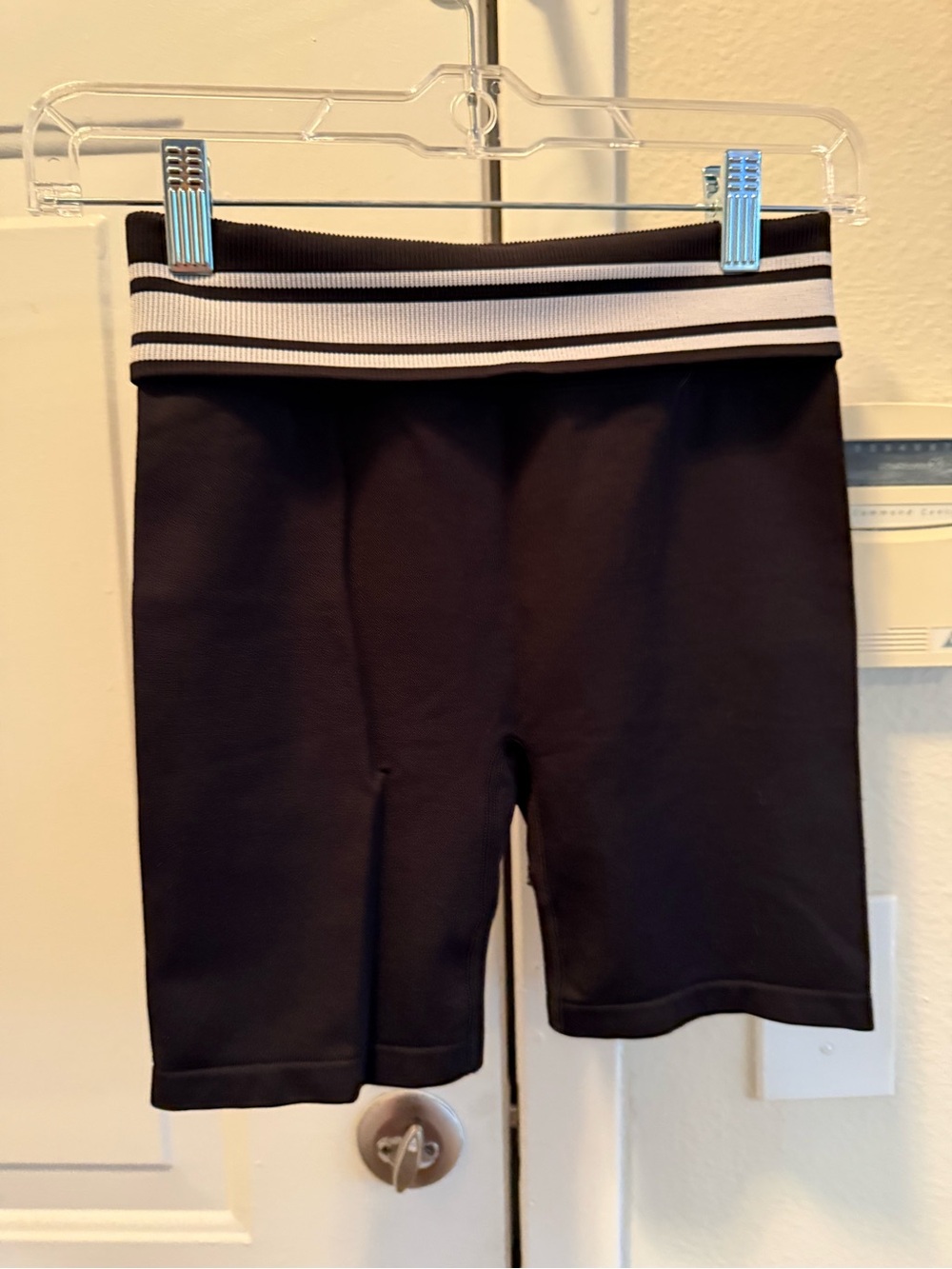 PINK Victoria's Secret Black Bike Shorts with White-Striped Waistband